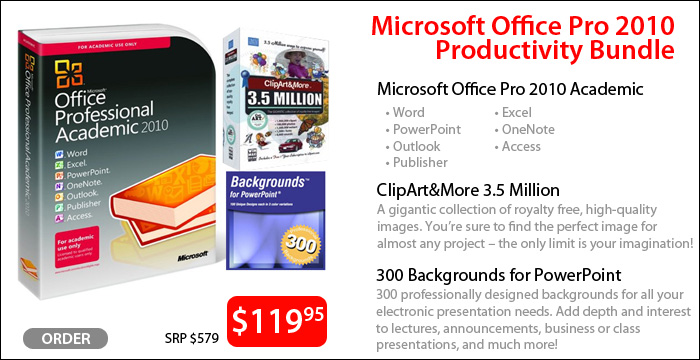 Microsoft Office Pro 2010 Productivity Bundle$119