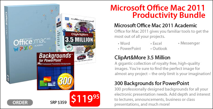 Microsoft Office Mac 2011 Productivity Bundle$119